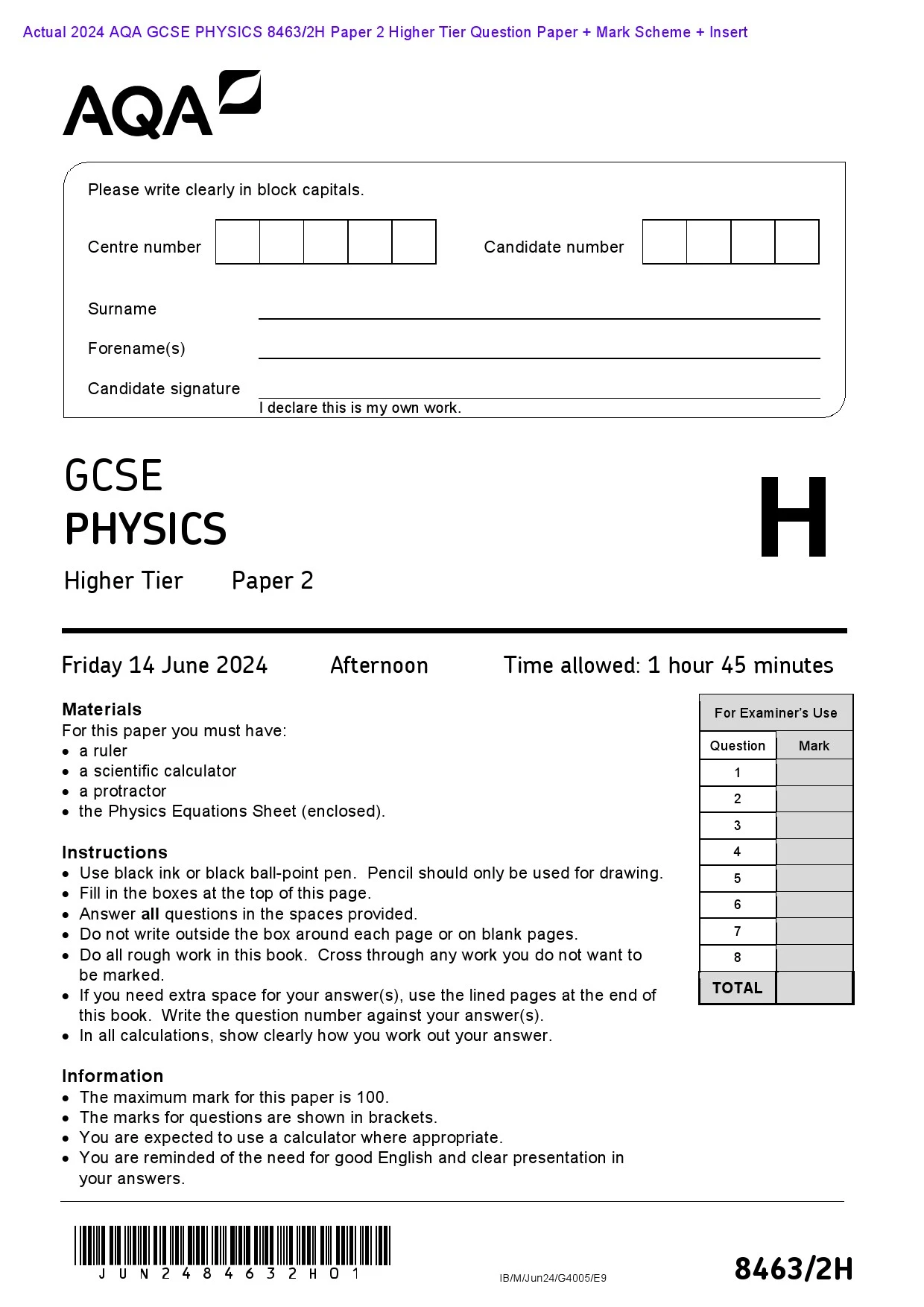 2023 AQA GCSE MATHEMATICS 8300 1F Foundation Tier Paper 1 Non 2023 aqa gcse mathematics 8300 1f foundation tier paper 1 non