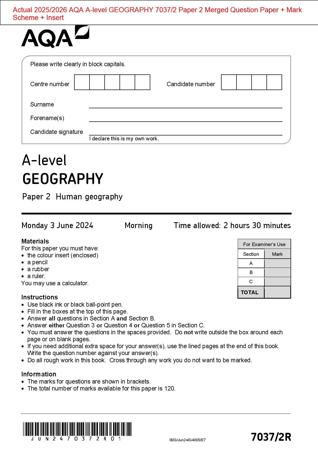 2023 AQA GCSE MATHEMATICS 8300 3F Foundation Tier Paper 3 Calculator 2023 aqa gcse mathematics 8300 3f foundation tier paper 3 calculator