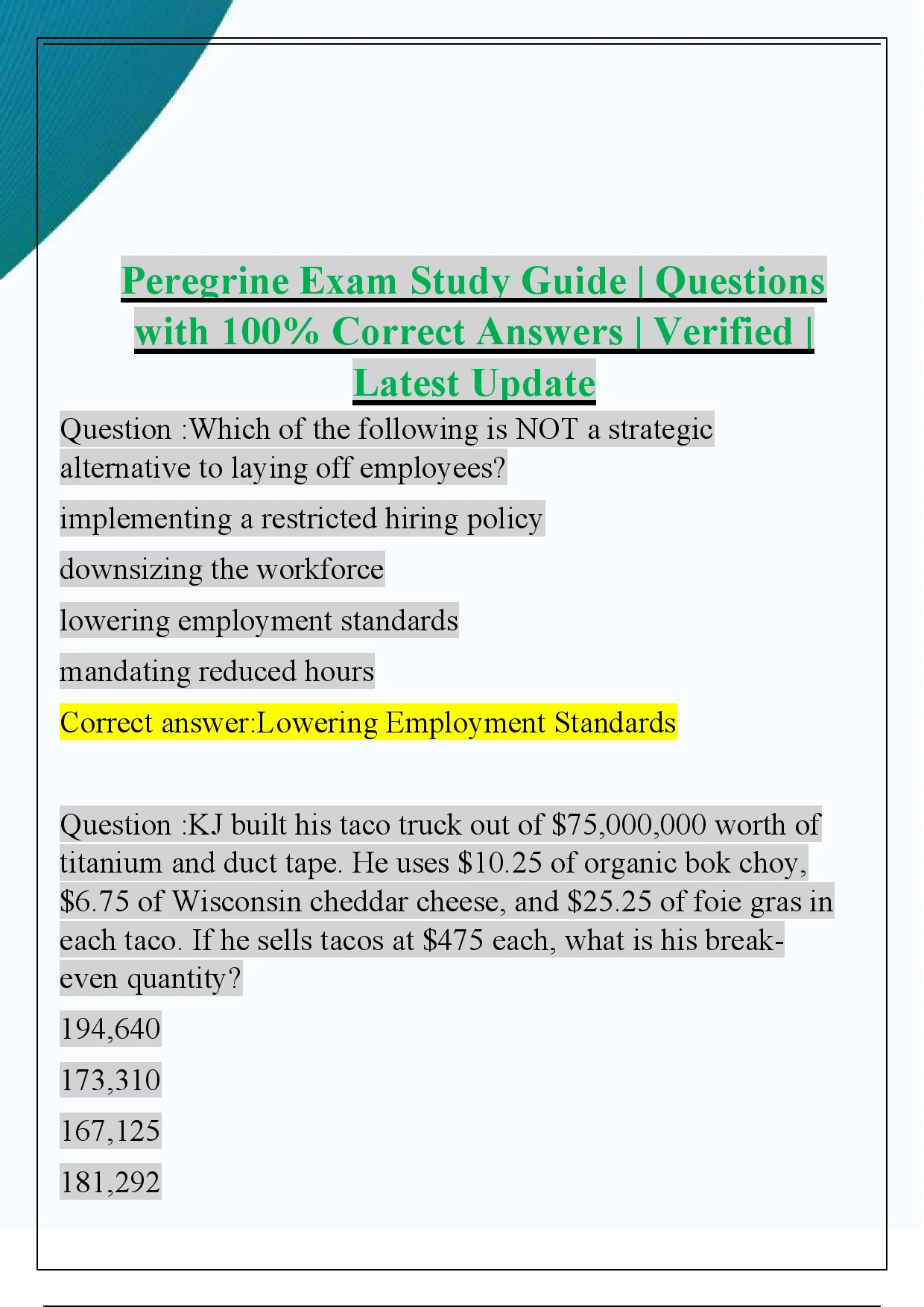 Aaa drivers ed final exam questions and correct answers with complete