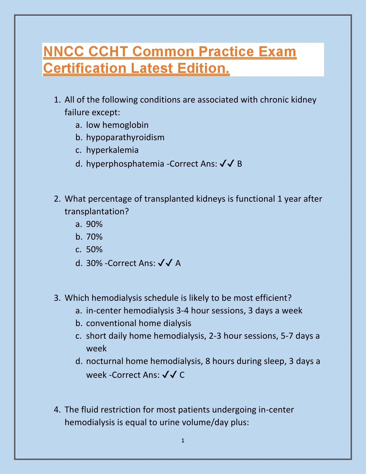 NNCC CCHT Common Practice Exam Certification Latest Edition.
